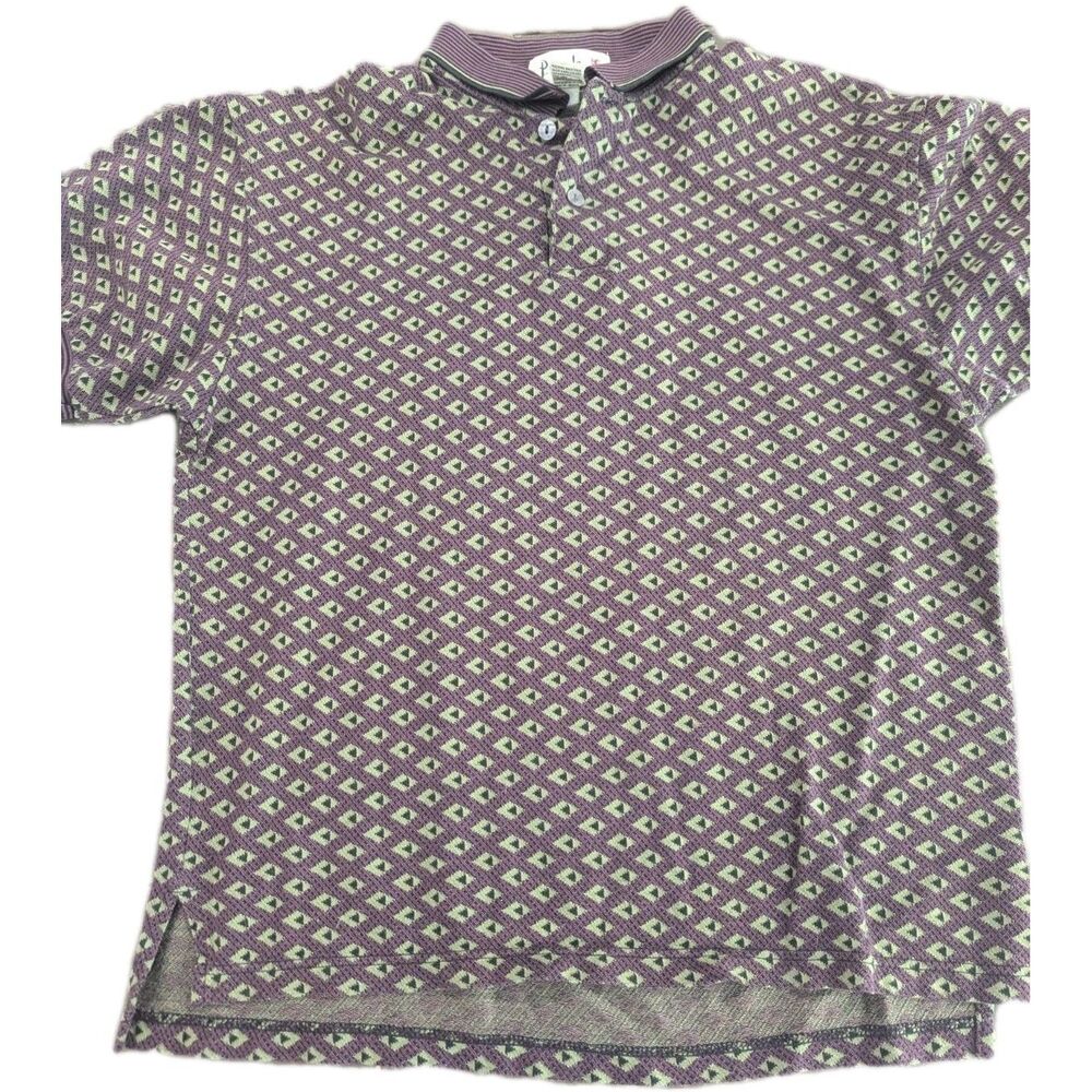 Pringle Of Scotland Polo Shirt Large Short Sleeve Mens Golf Tee Size S Purple